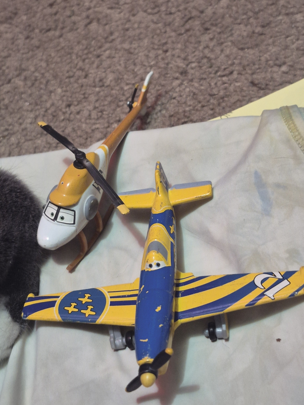 Disney Blue & Yellow Die-Cast Plane and Yellow Helicopter Toy Set